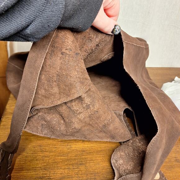 Haute Hippie NEW Triangle suede hobo shoulder bag brown100% leather NWT bohemian - Picture 8 of 9
